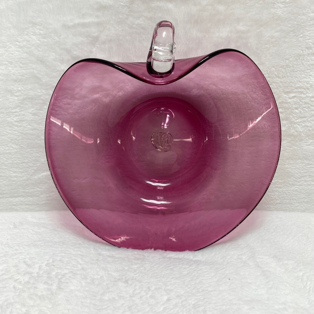 VTG Pilgrim Cranberry Heart Shaped Art Glass Trinket Dish Valentines Christmas